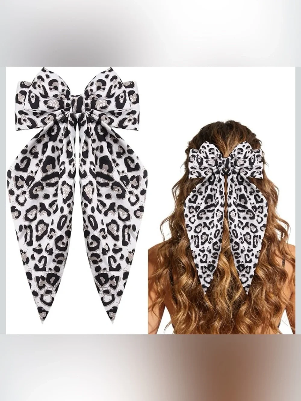 Large Silk Leopard Print Bow - Choose 1